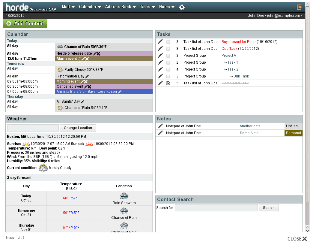 Horde Groupware Screenshot