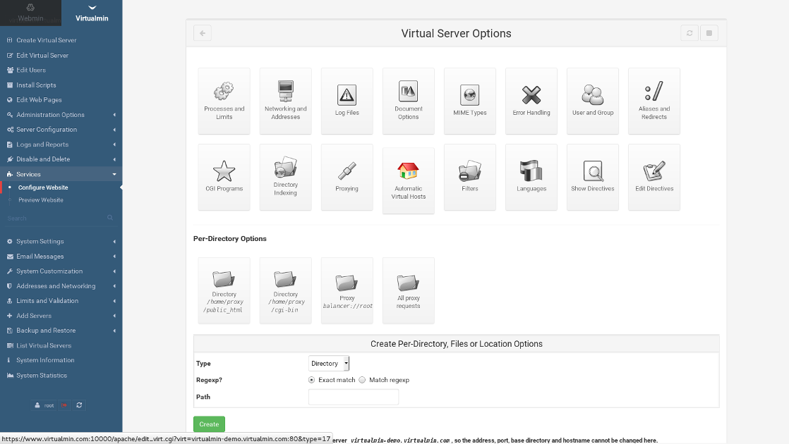 Virtualmin Screenshot